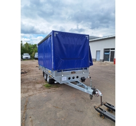 Przyczepa ciężka Wiola W26L40 2,7T ze stelażem i plandeką (firana dwustronna)