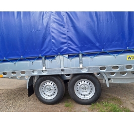 Przyczepa ciężka Wiola W26L40 2,7T ze stelażem i plandeką (firana dwustronna)